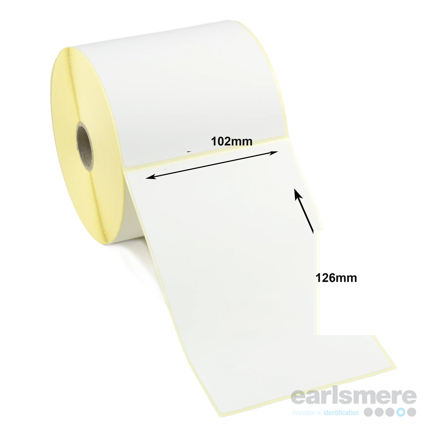 102mm x 126mm White Direct Thermal Labels, Paper, Permanent Adhesive