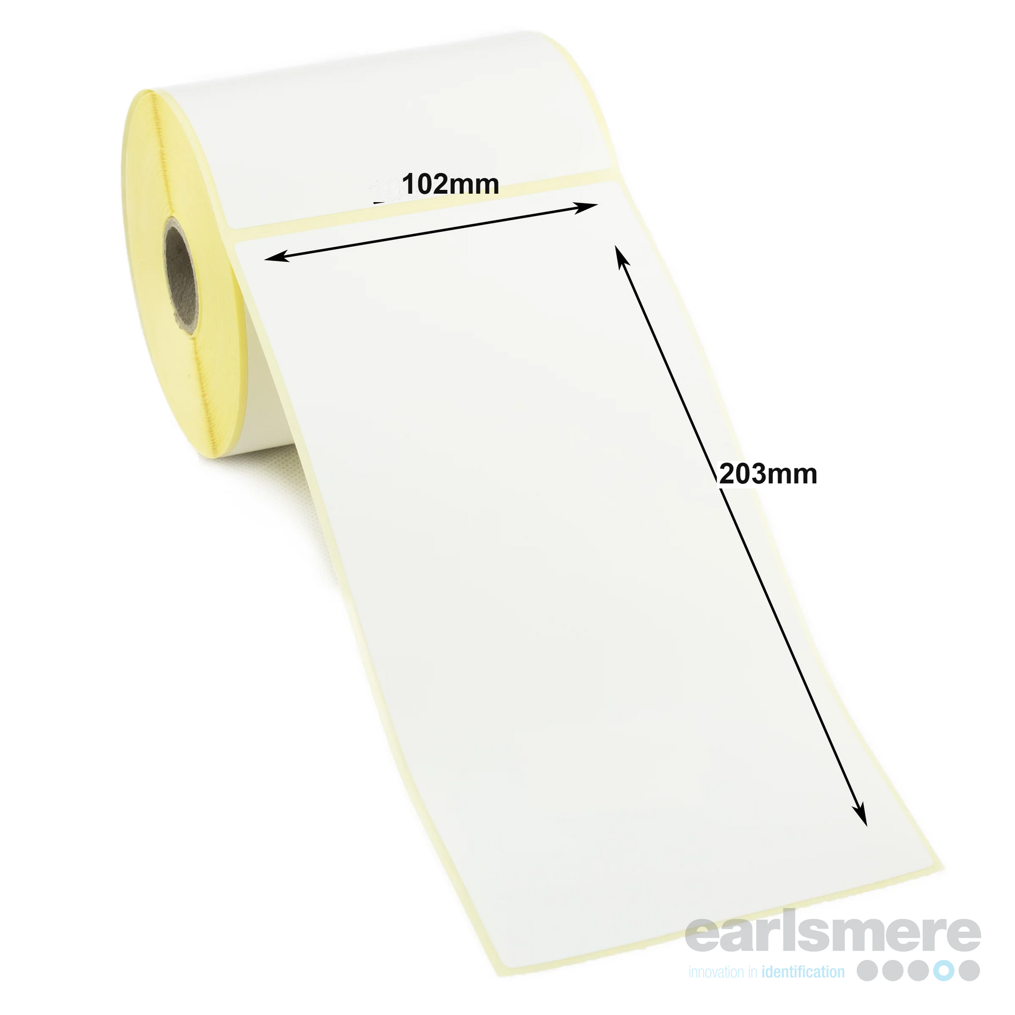 102mm x 203mm White Direct Thermal Labels, Paper, Permanent Adhesive, Perforated, 350 per Roll