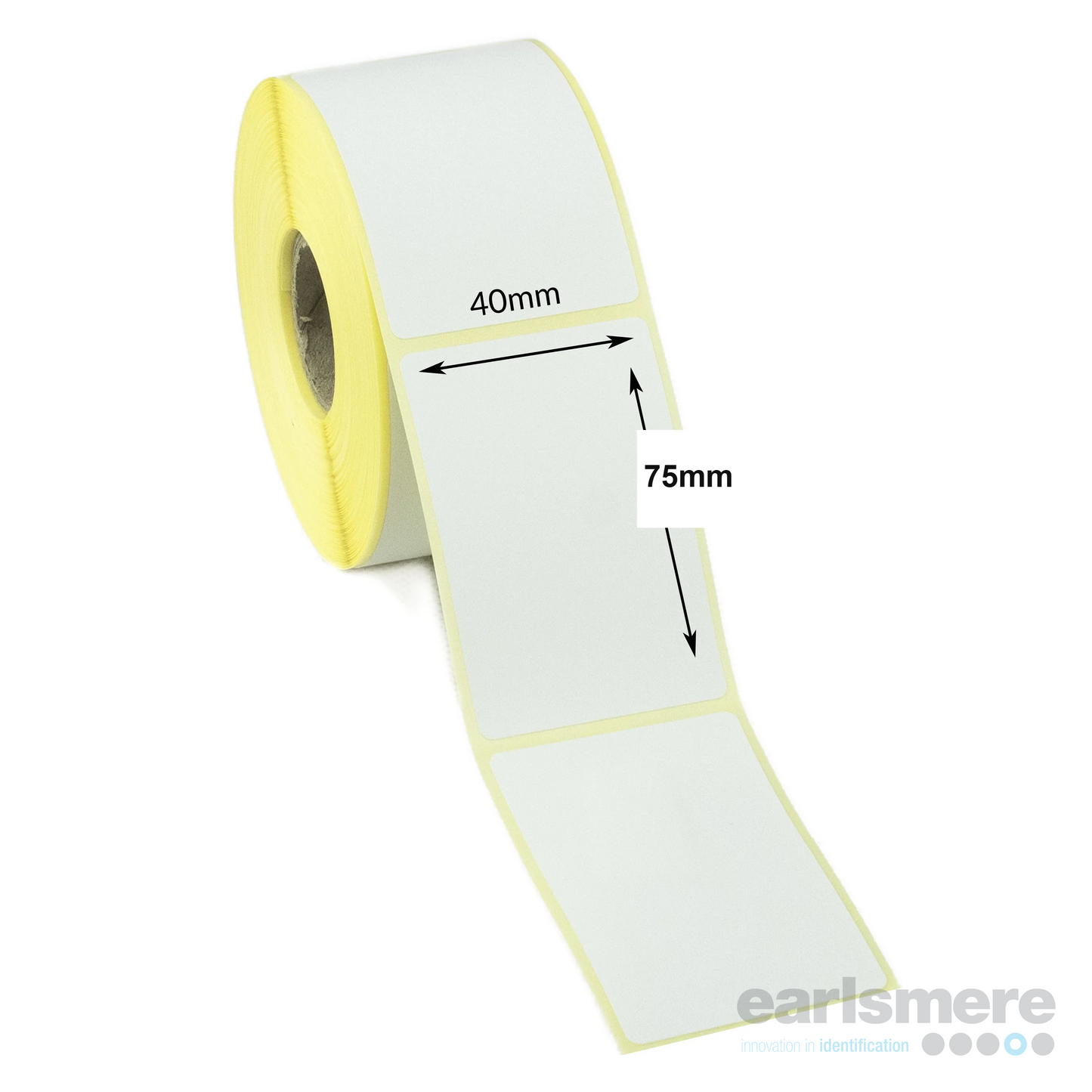 40mm x 75mm White Direct Thermal Labels, Paper, Permanent Adhesive