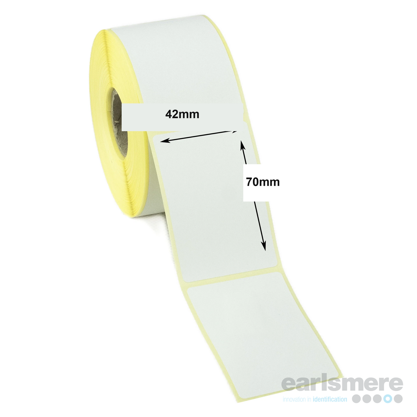 42mm x 70mm White Direct Thermal Labels, Paper, Permanent Adhesive