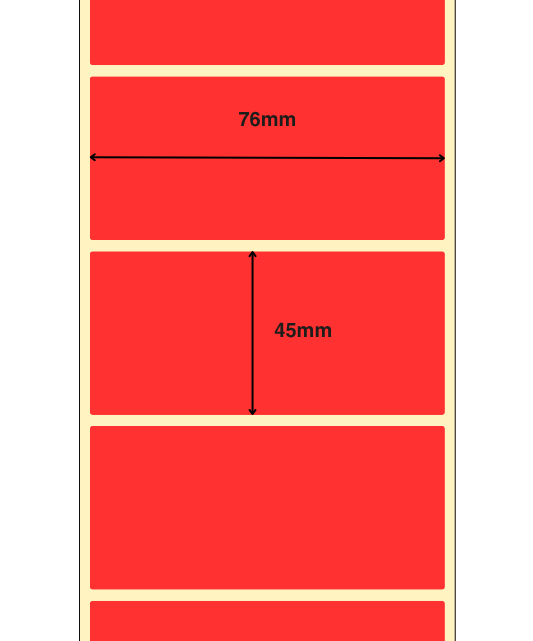 45mm x 76mm Red Thermal Transfer Labels, Paper, Permanent Adhesive