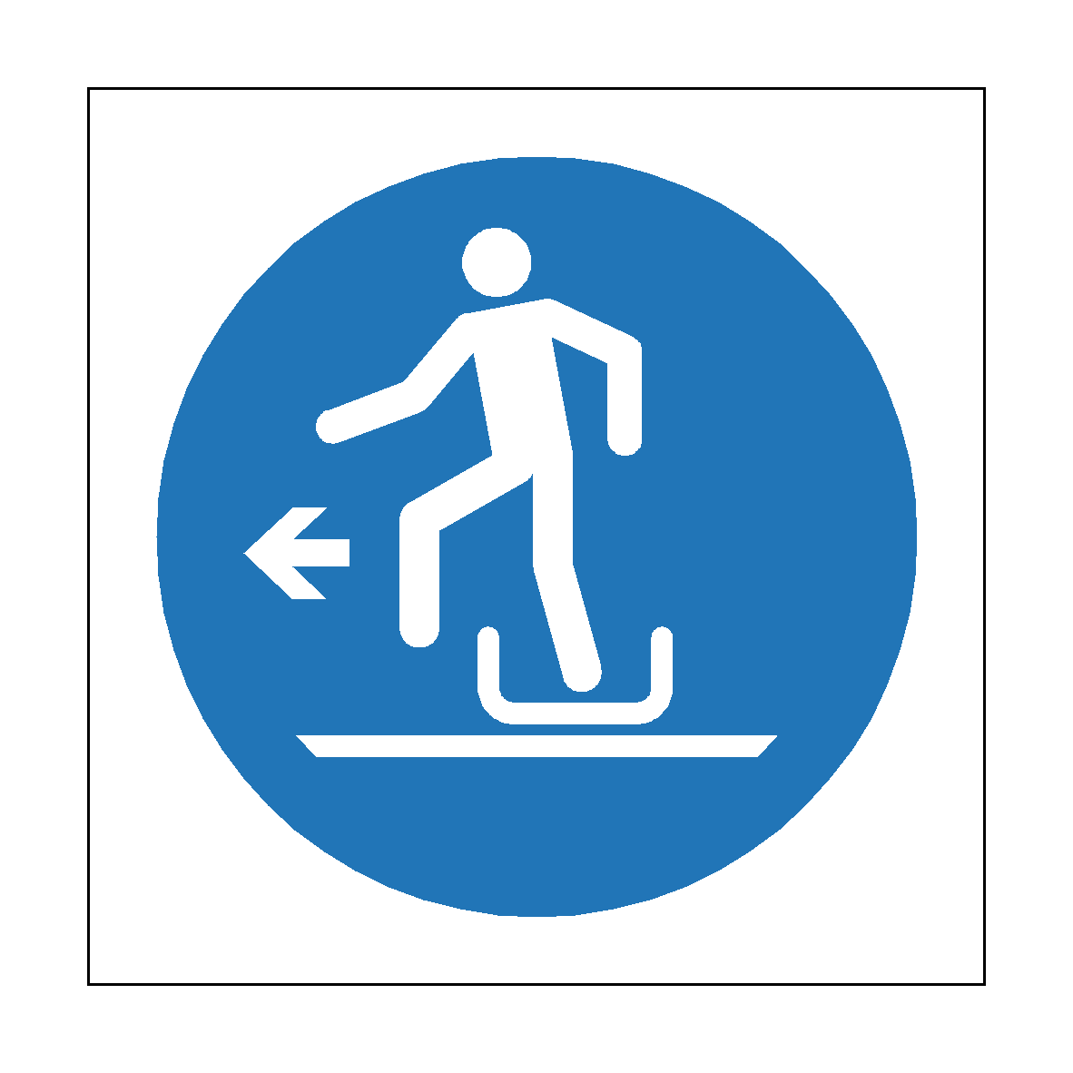 Alighting from Toboggan to Left safety label