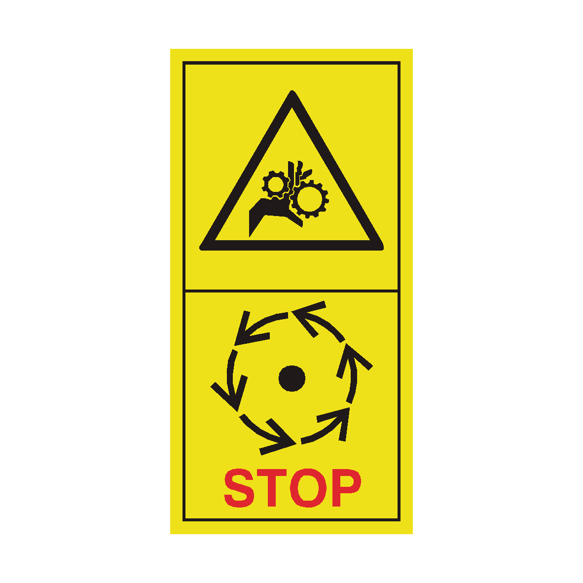 Danger of Chains Gearbox Wait Until Parts Have Stopped safety label