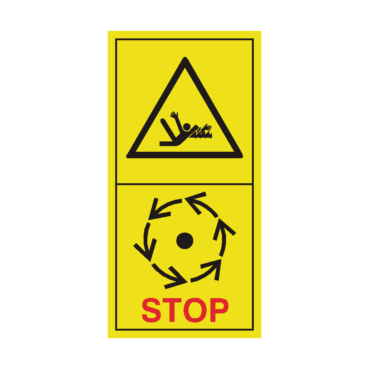 Danger of Rotating Shaft Wait Until Parts Have Stopped Moving safety label