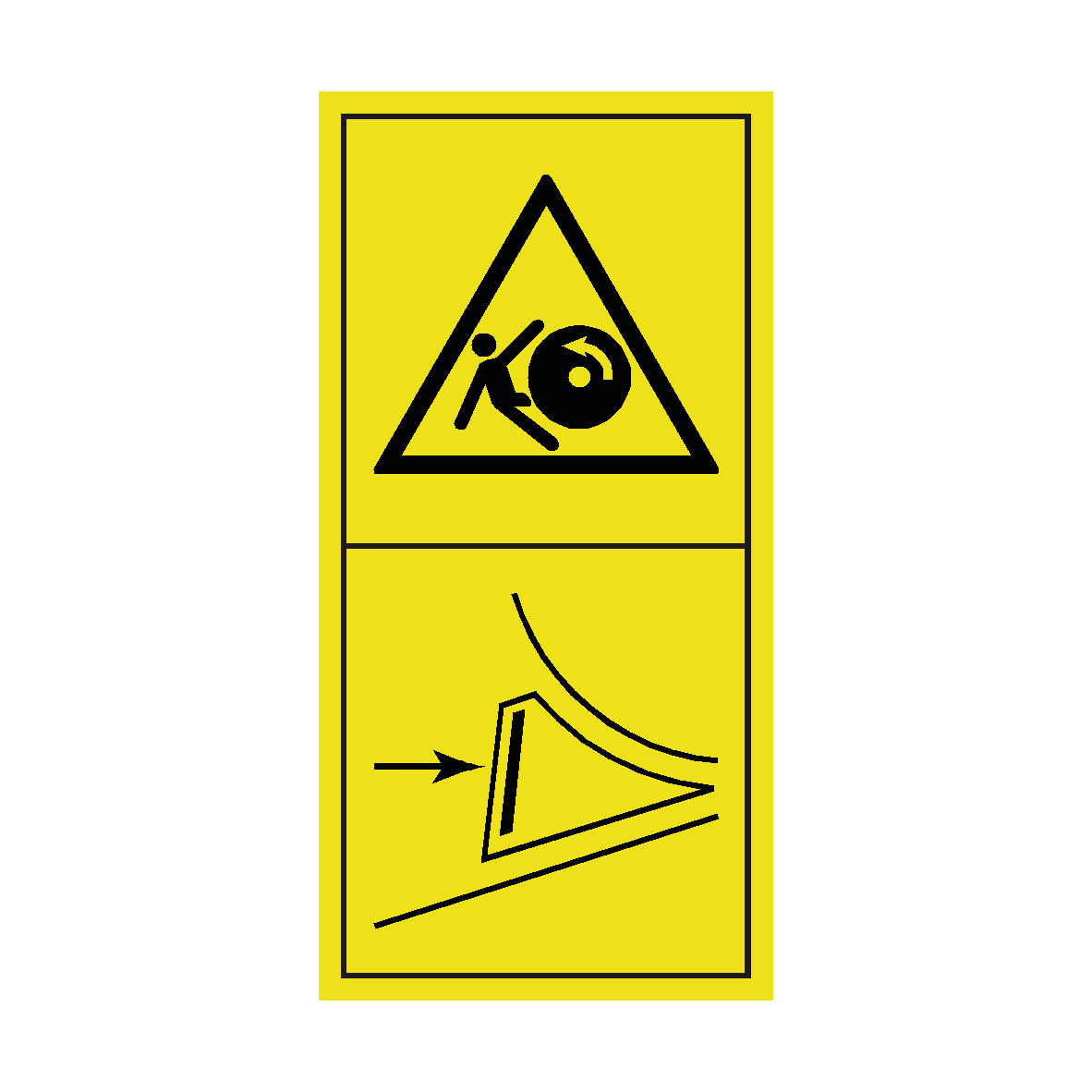 Danger of Running Backwards on a Slope Secure the Machine with Wedges safety label