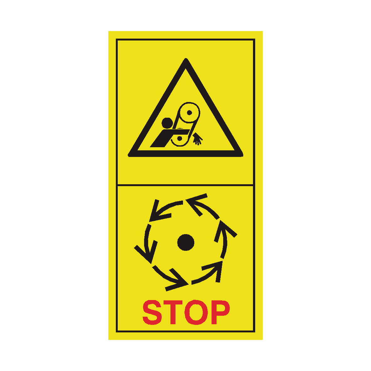 Danger of the Belt Drive Wait Until Parts Have Stopped Moving safety label