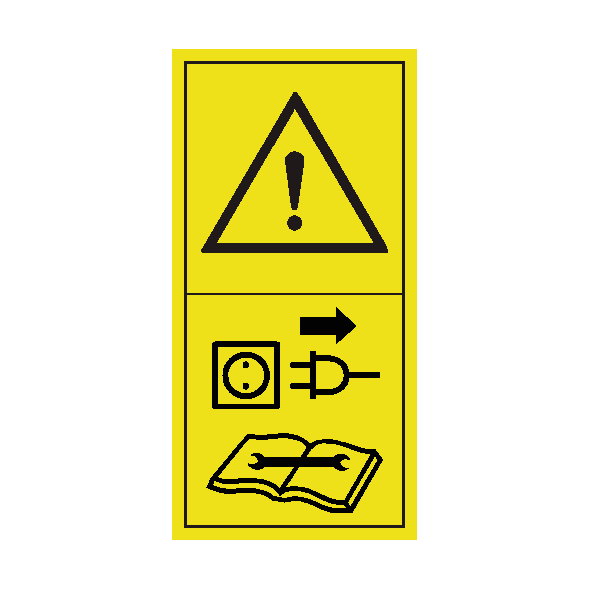 Disconnect the Power from Outlet Before Maintenance or Repairs safety label