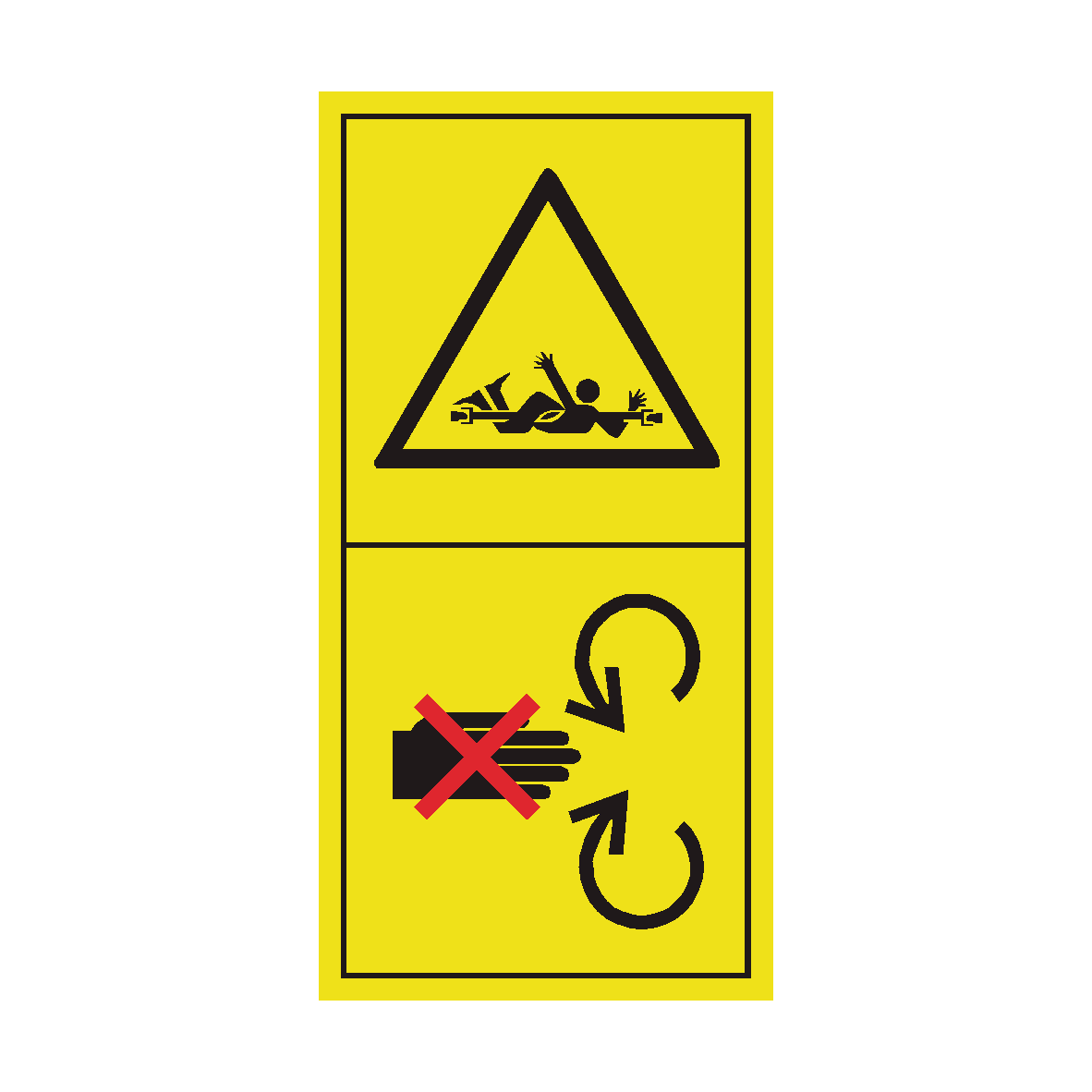 Do Not Remove or Open Safety Shield While Engine is Running safety label