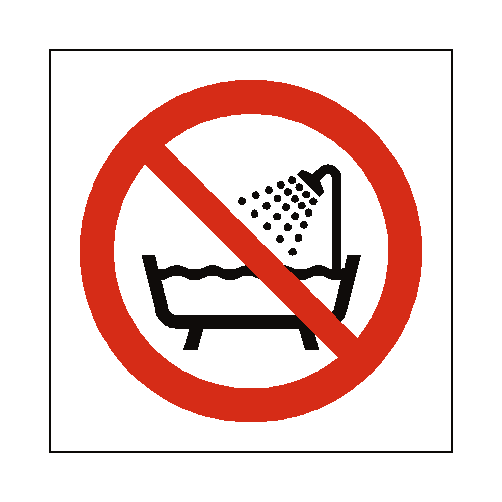 Do Not Use Device Near Water safety label