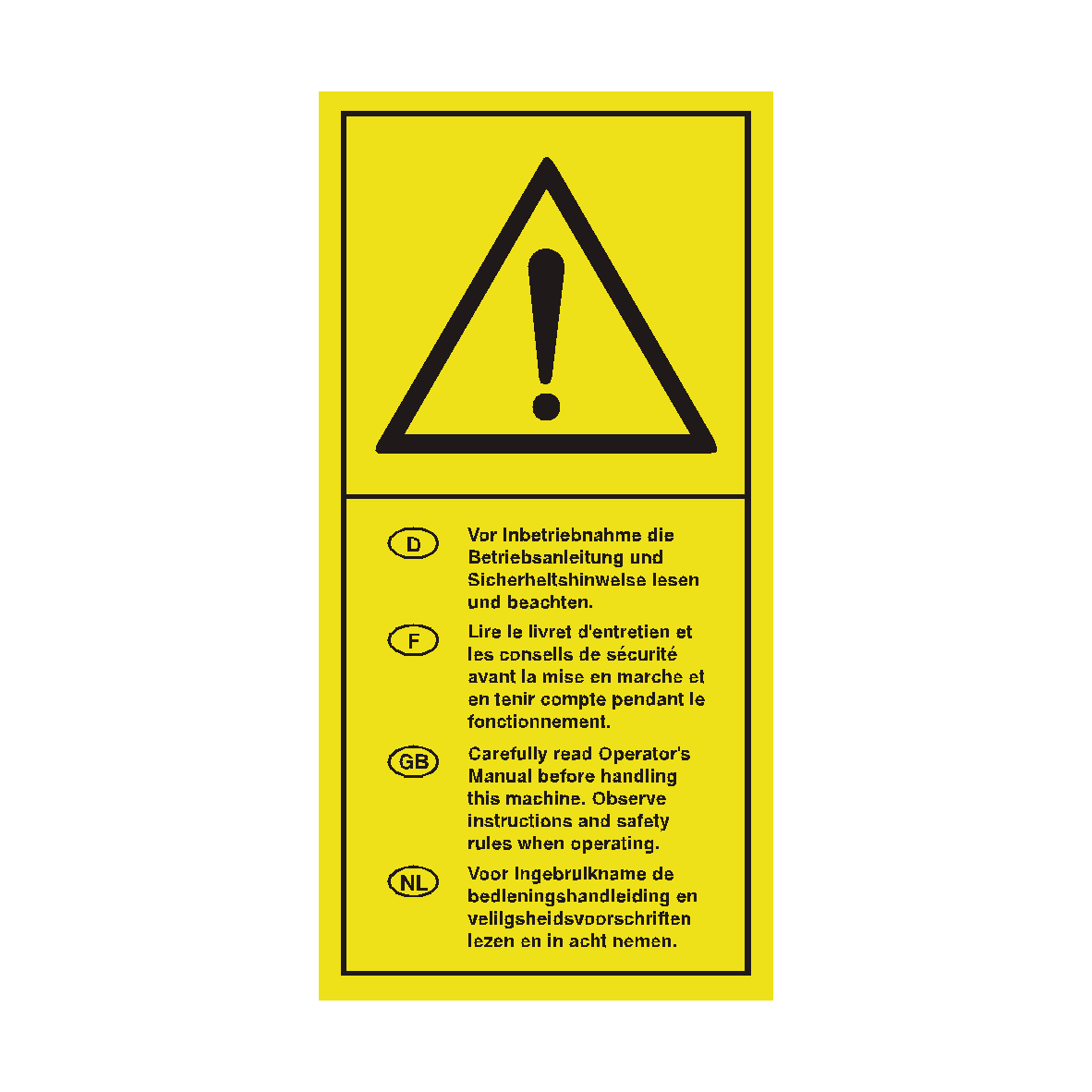 For Language Read Manual safety label
