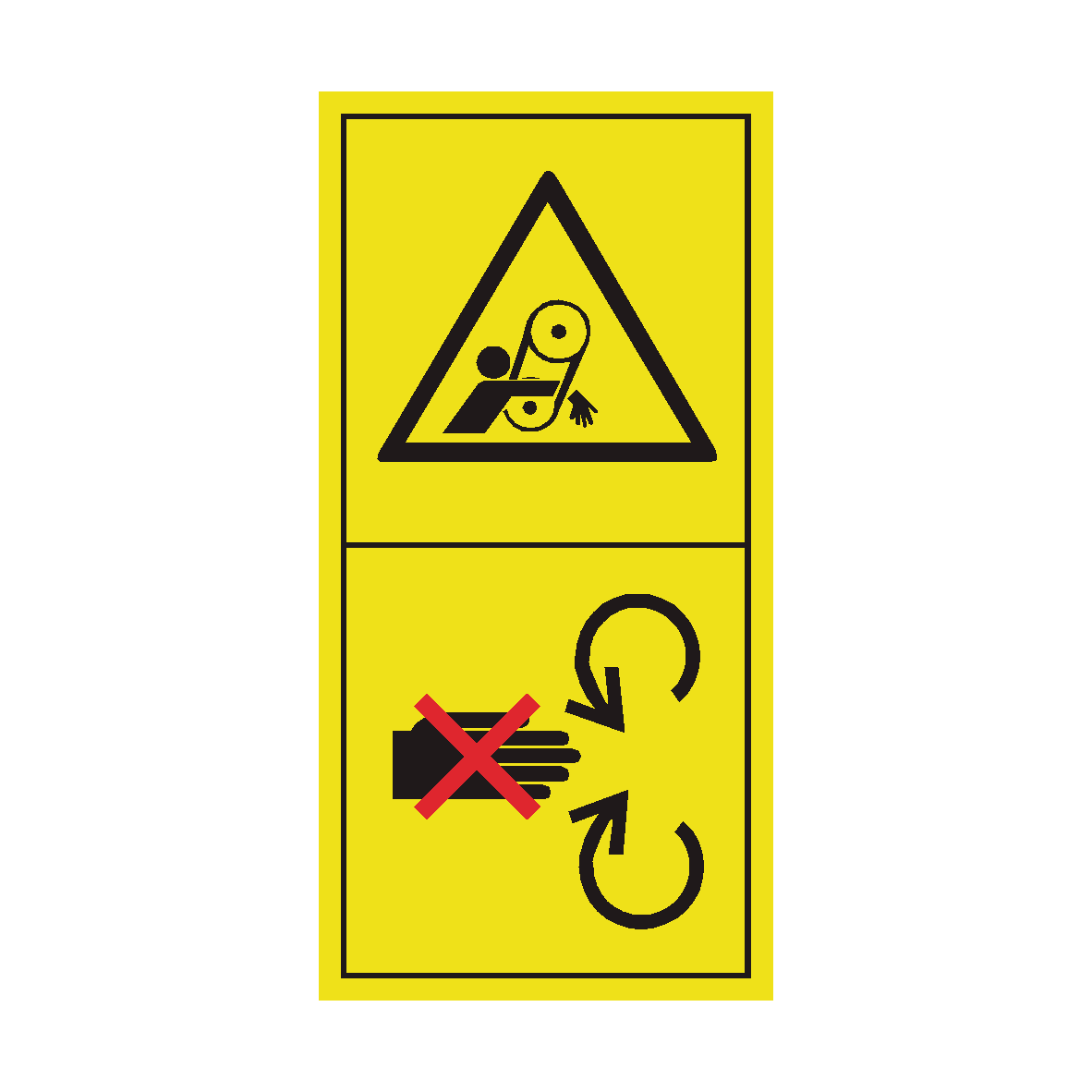 If Engine Running Do Not Open or Remove Safety Shield safety label