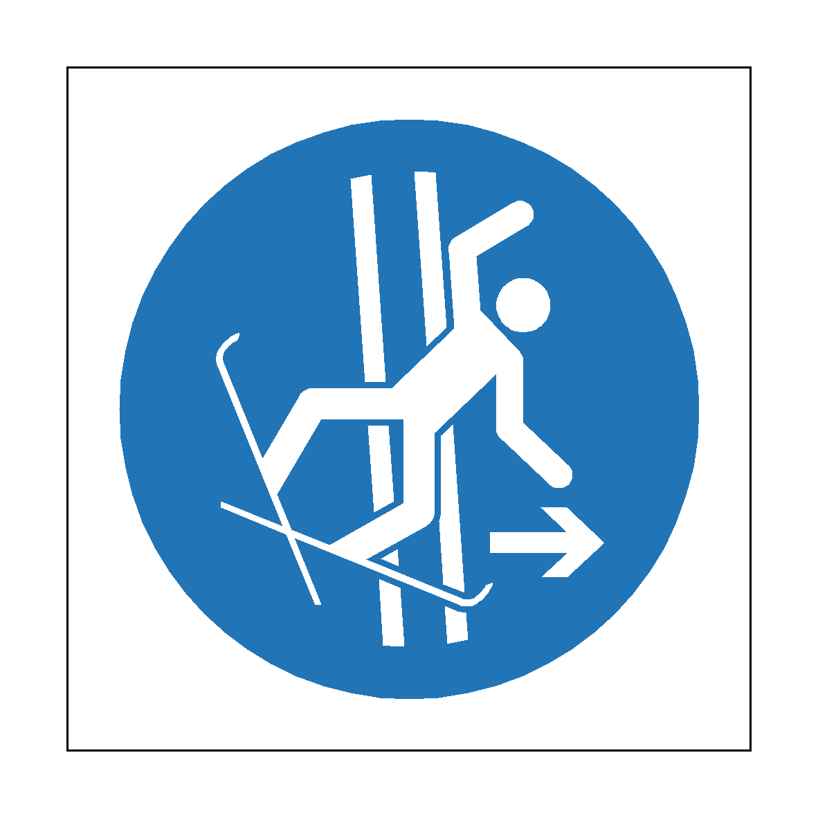 Immediately Leave Tow Track After Fall safety label