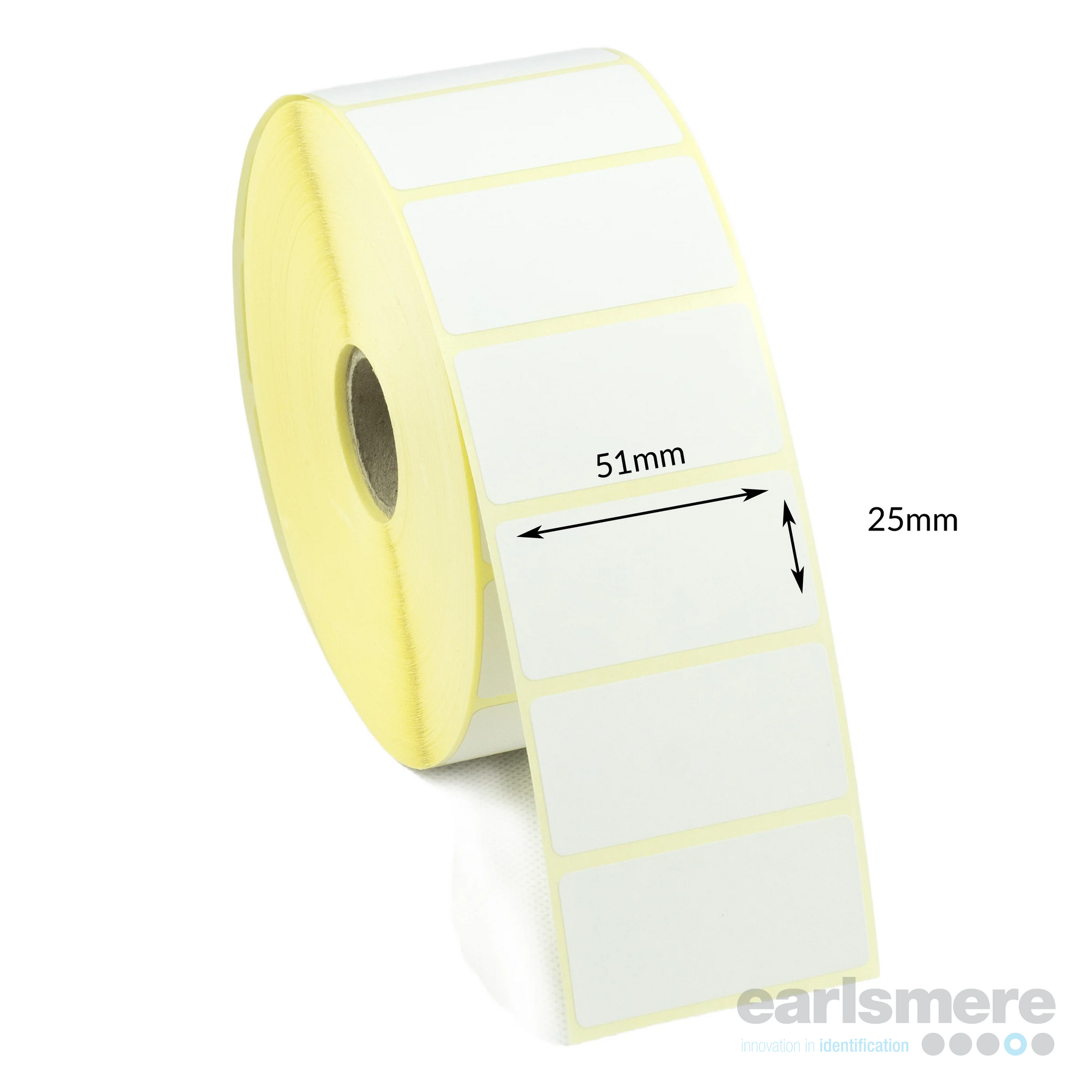 51mm x 25mm White Direct Thermal Labels, Paper, Permanent Adhesive