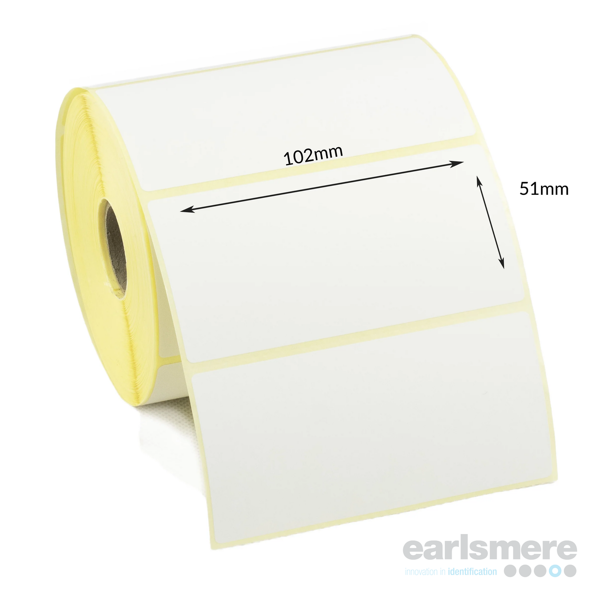 102mm x 51mm White Direct Thermal Labels, Paper, Permanent Adhesive