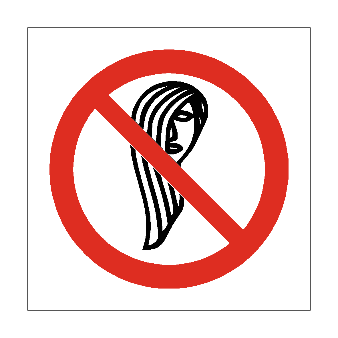 Long Hair Prohibited safety label