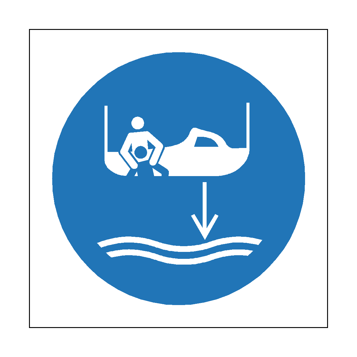 Lower Rescue Boat to Water safety label