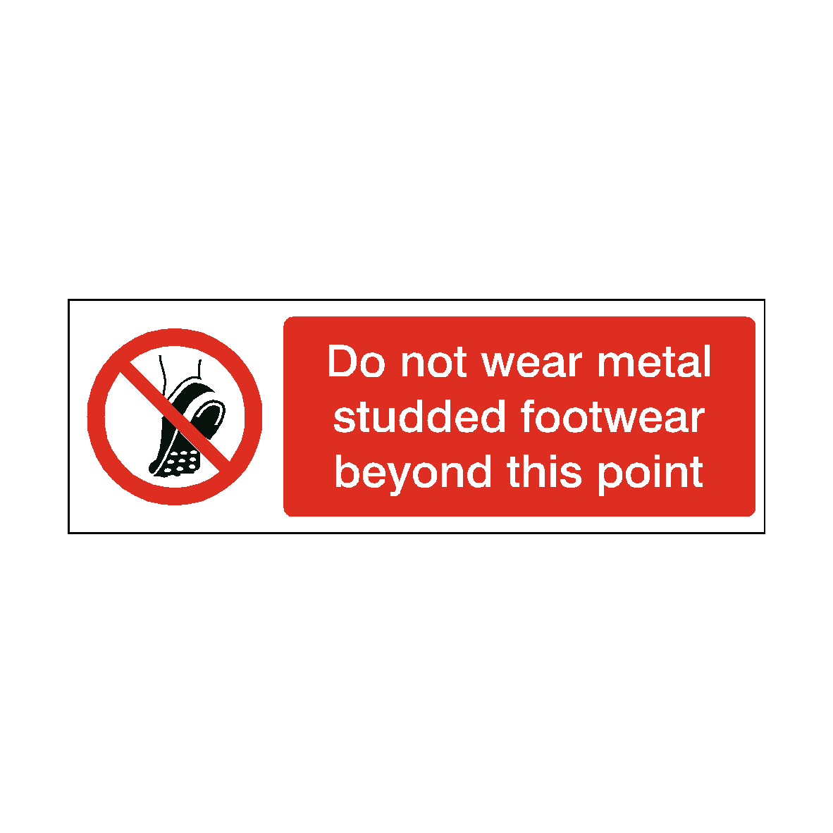 Metal Studded Footwear Beyond Point safety label