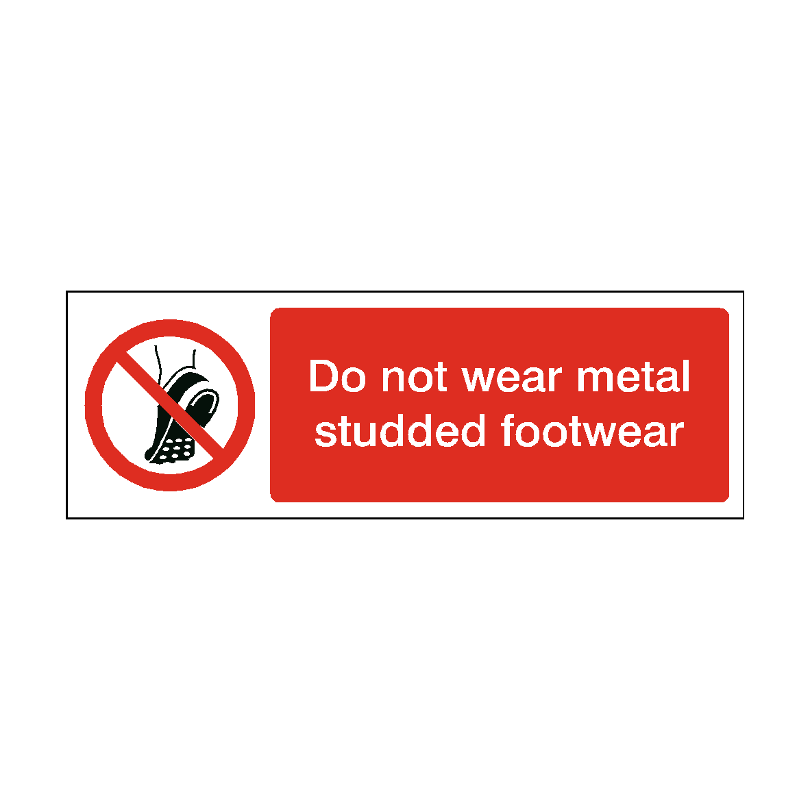 Metal Studded Footwear safety label