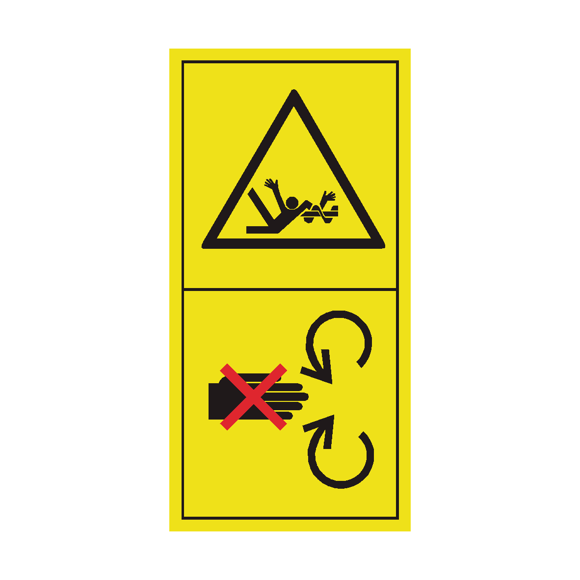 Never Reach into Rotating Auger safety label