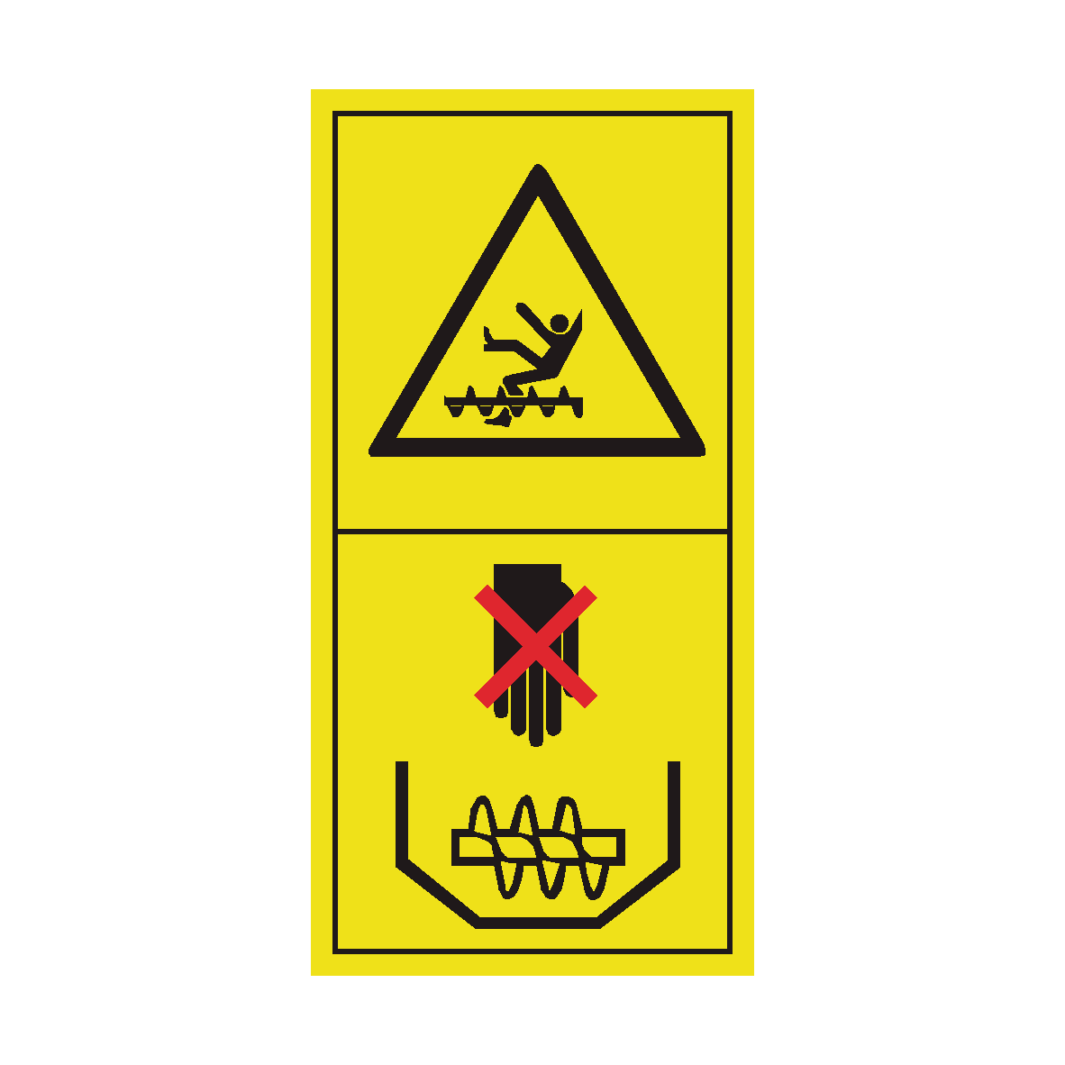 Never Reach or Climb into Grain Tank While Engine is Running safety label