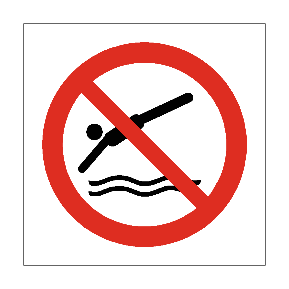 No Diving safety label