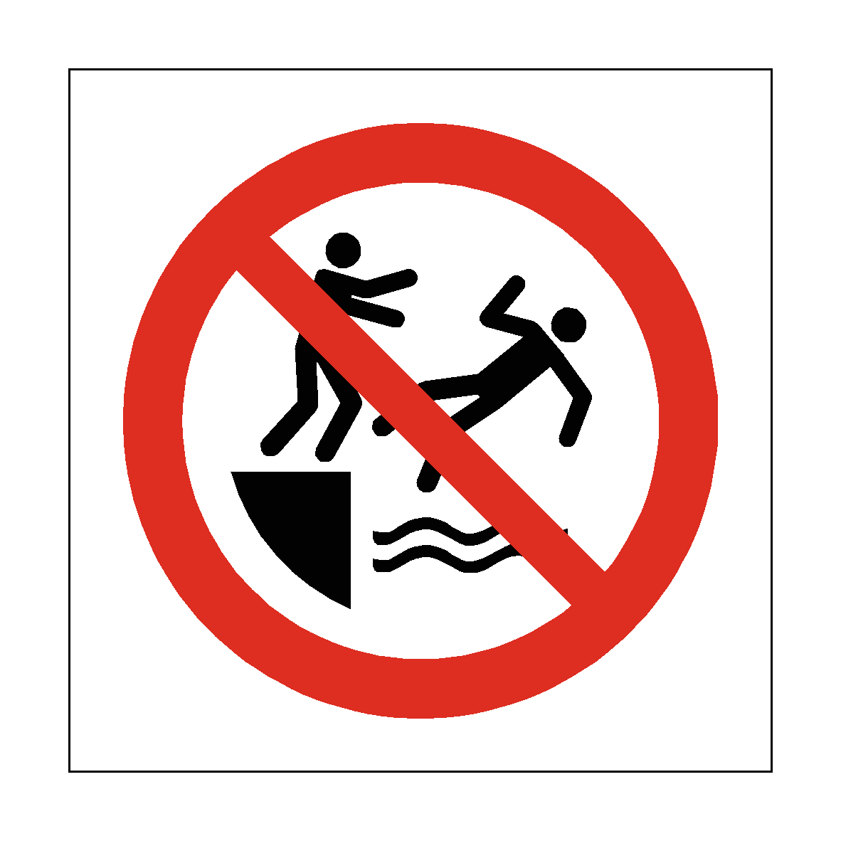 No Pushing into Water safety label