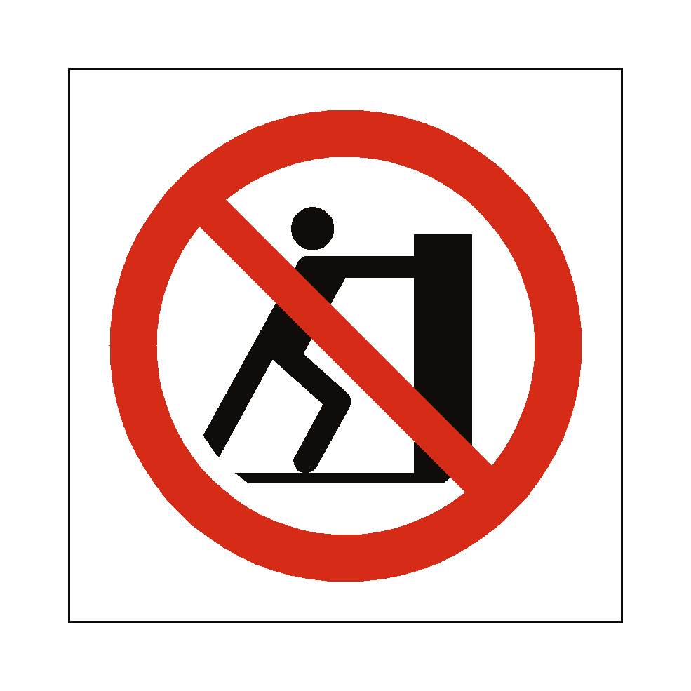 No Pushing safety label
