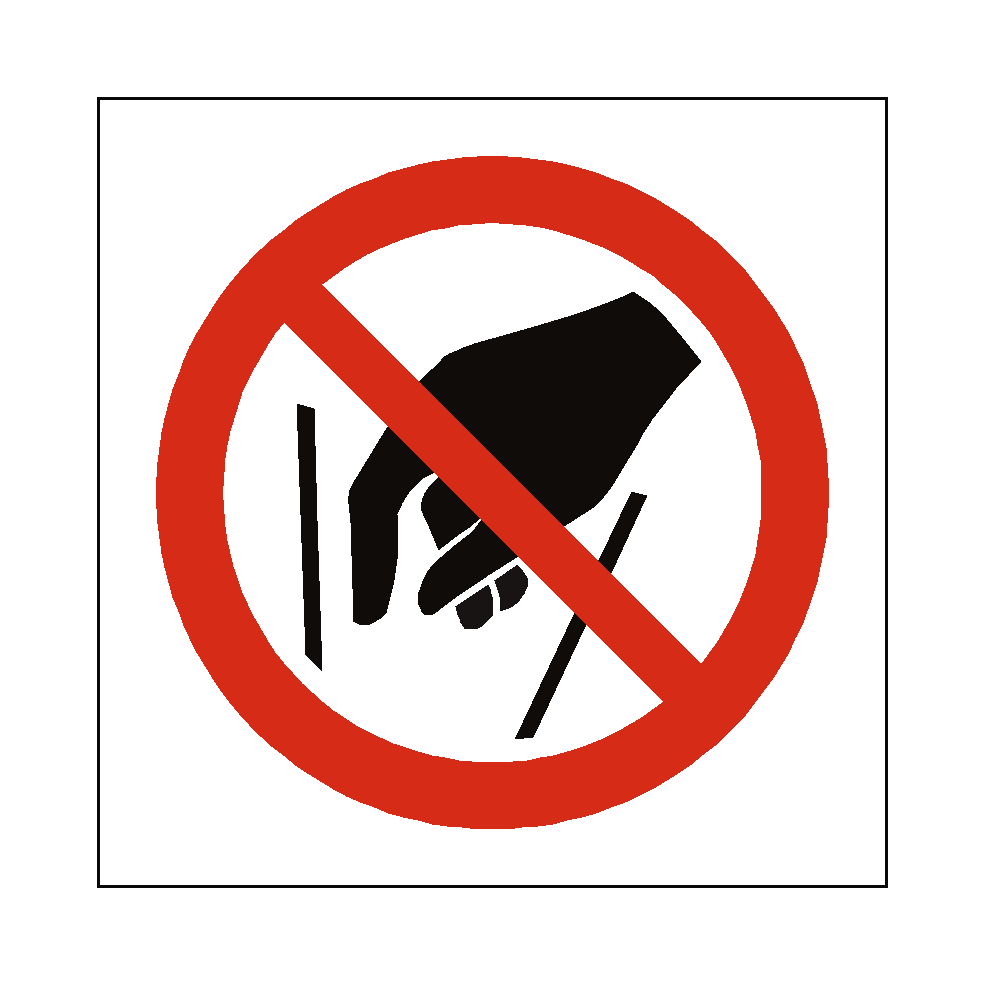 No Reaching in safety label