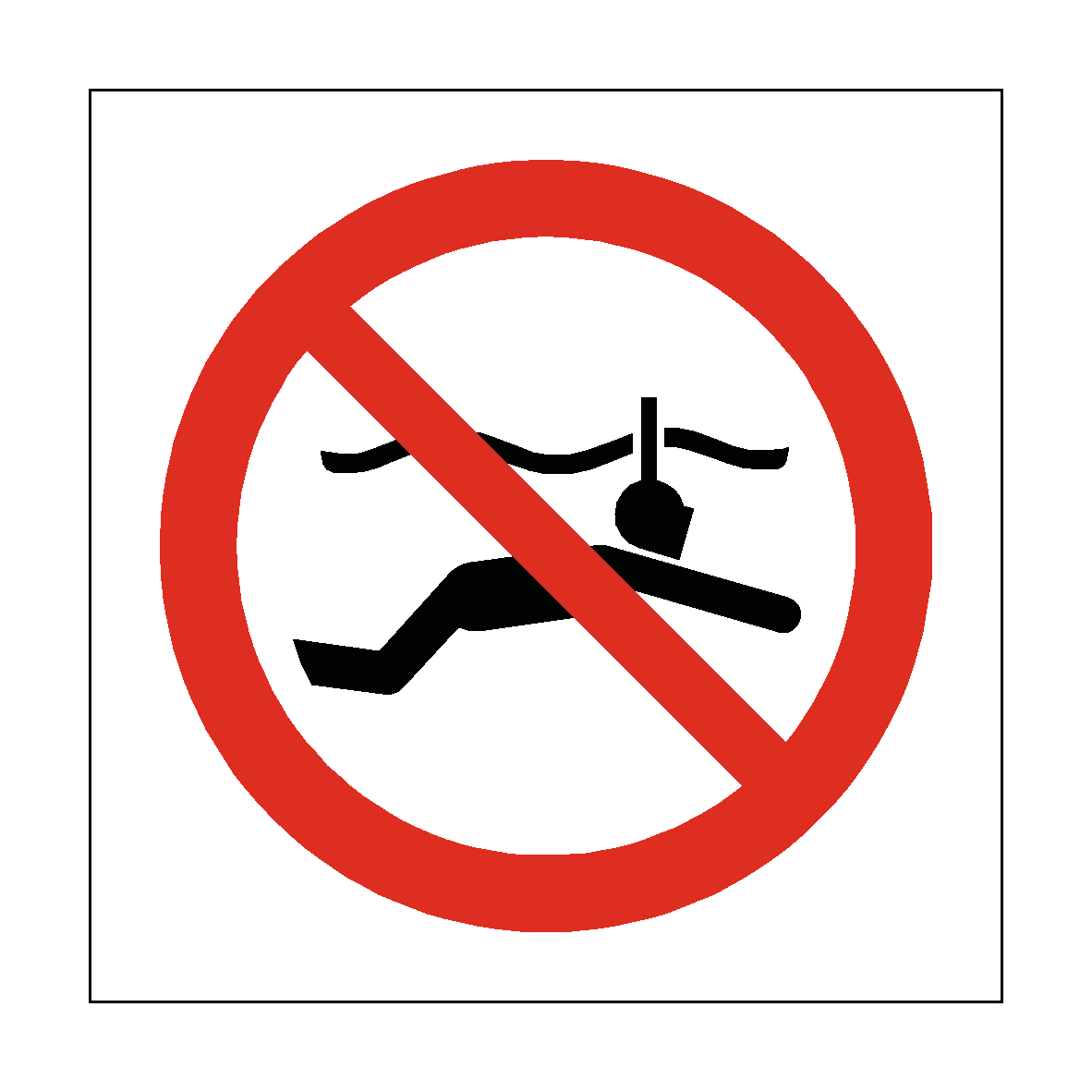 No Snorkelling safety label