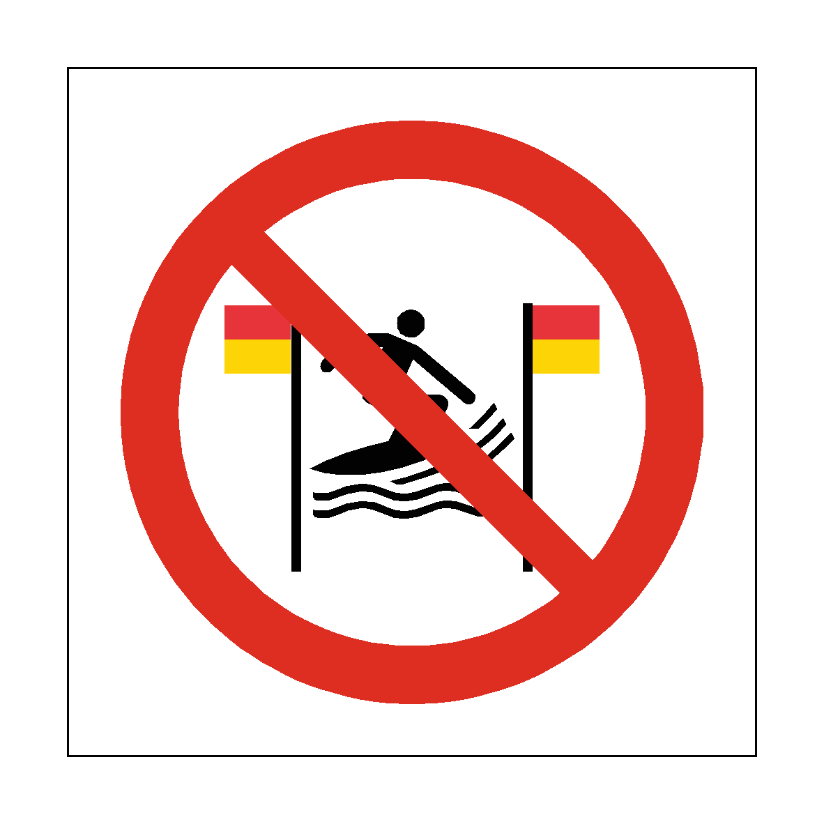 No Surfing Between Red and Yellow Flags safety label