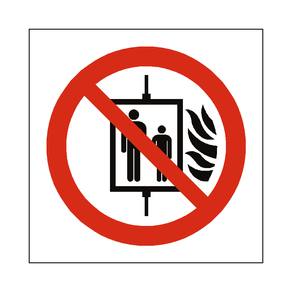 No Use of Lift in Event of Fire safety label