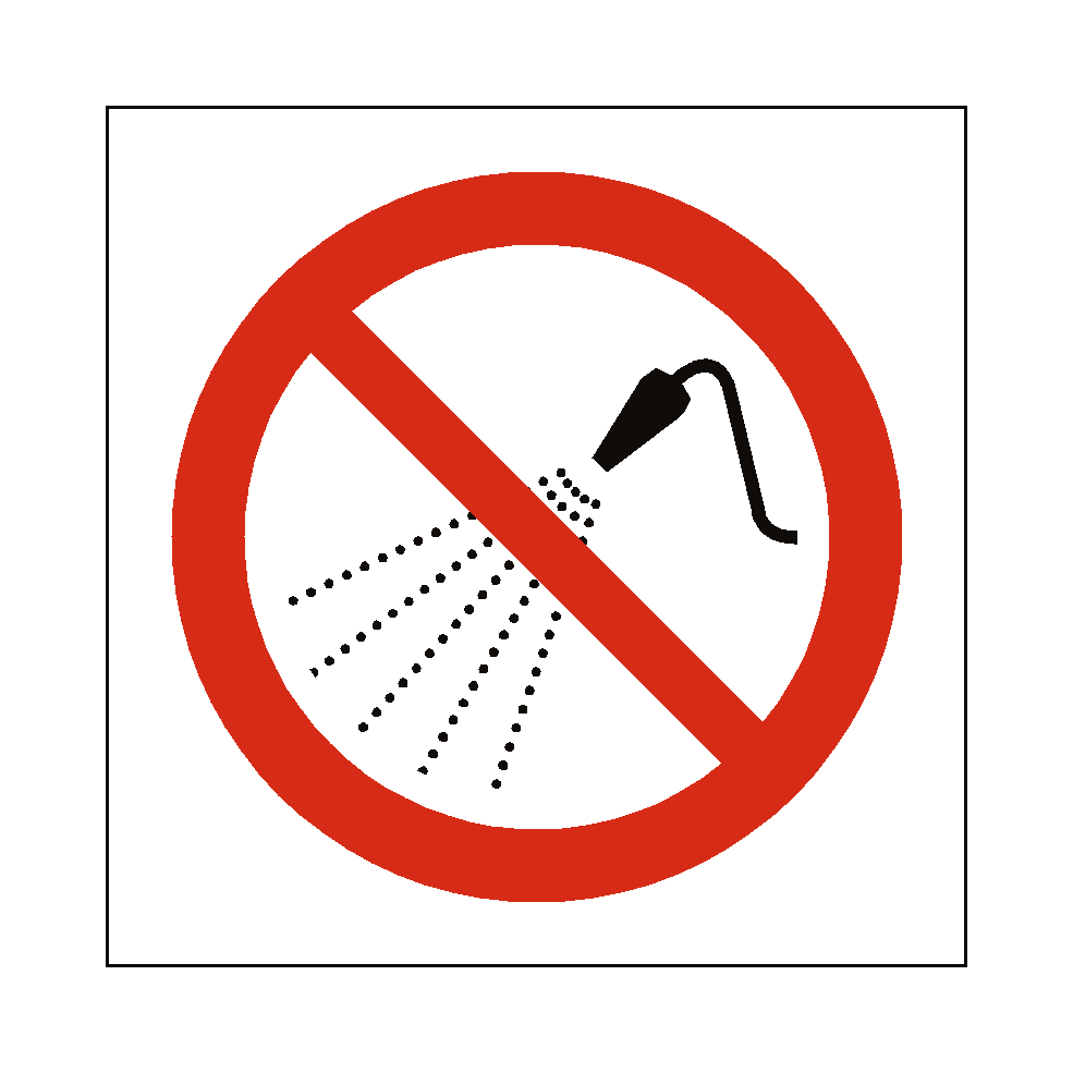 No Water Spray safety label