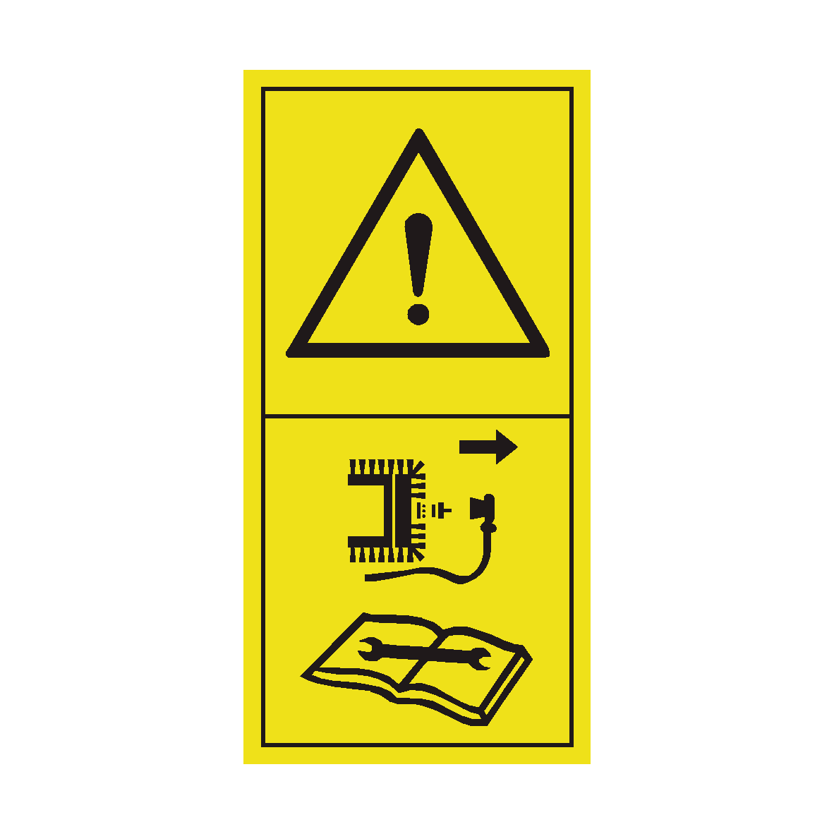 Shut Off Engine Remove Spark Plug Wires Before Performing Maintenance or Repair Work safety label
