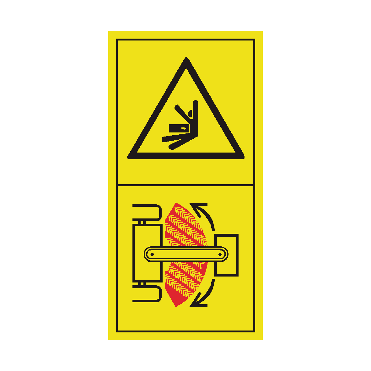 Stay Clear of Articulation Area While the Engine is Running safety label