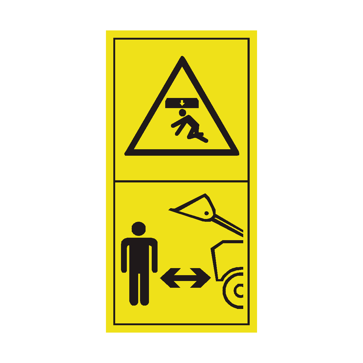 Stay Clear of Raised Boom and Bucket safety label