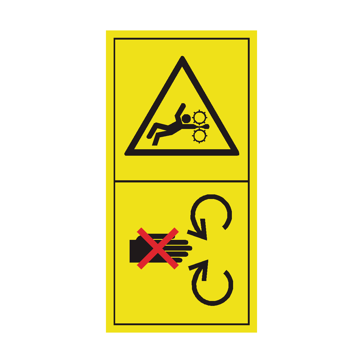 Stay Clear of Rotating Machine Parts safety label