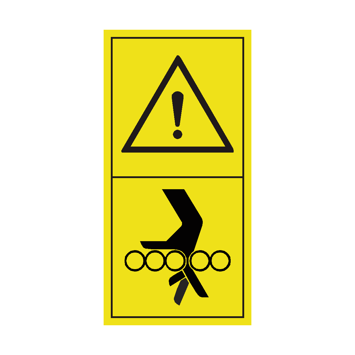 Warning Pulling Your Hand Between the Rollers safety label