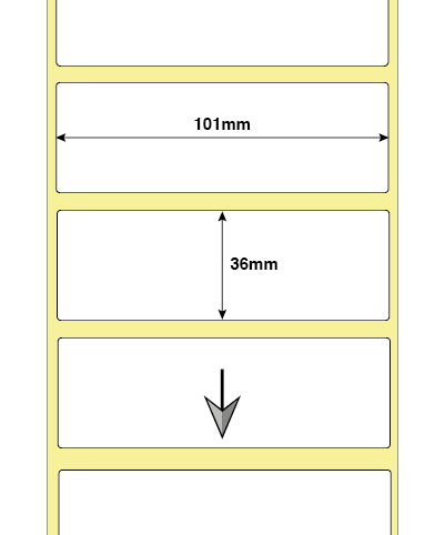 101mm x 36mm White Thermal Transfer Labels, Polypropylene, Permanent Adhesive