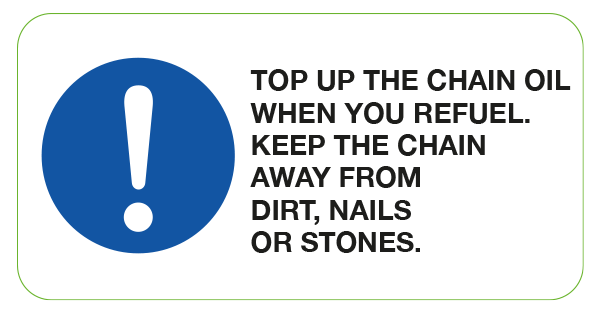Chainsaw Top Up Chain Oil Labels