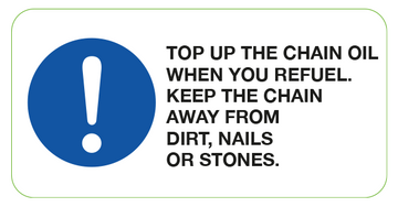 Chainsaw Top Up Chain Oil Labels