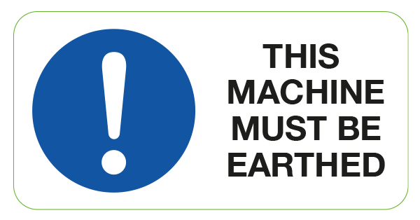 This machine Must Be Earthed Labels