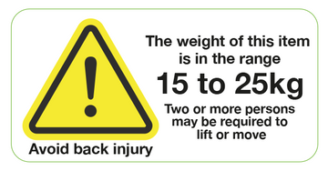 Weight Range 15 to 25 kg Labels