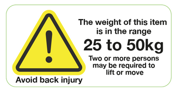 Weight Range 25 to 50 kg Labels