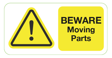 Beware Moving Parts Labels